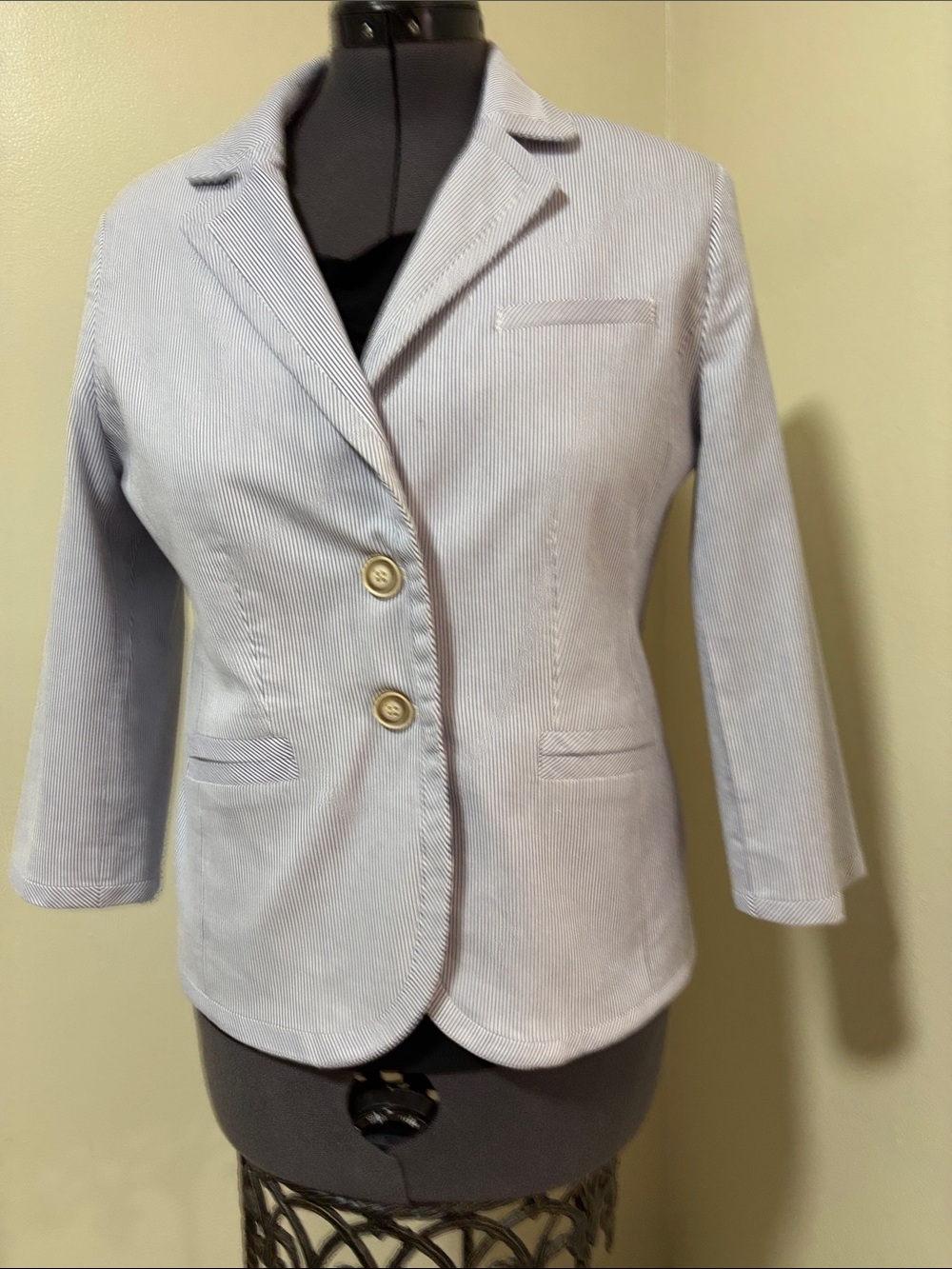 Woman’s Light Blue Striped two piece Capri Pant Set